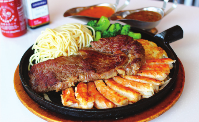 Cowboy Hot Iron Special Dish
Rib-eye + Shrimp